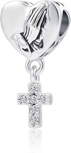 Cross Heart Charm With God All Things Are Possible Bible Christian Religious Charm Bead for European Charm Bracelet in Saudi Arabia