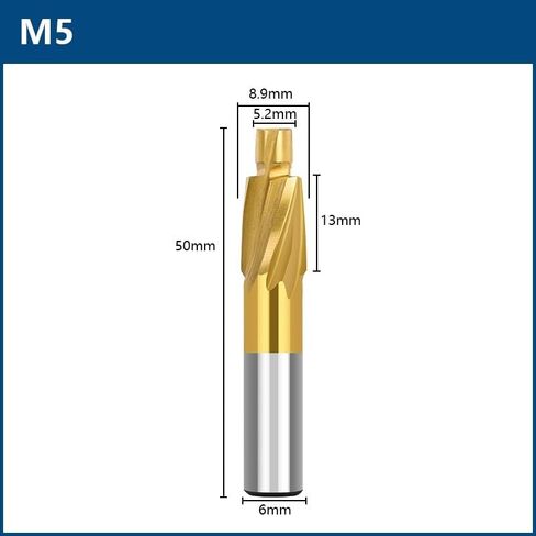 5pcs CNC Cutter Bit M3-M8 Counterbore End Mill TiN Coated 4 Flute Pilot Slotting Router HSS Milling Tool in Kuwait