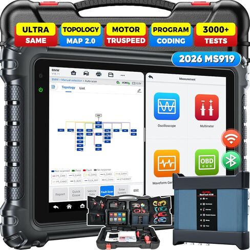 Autel MaxiSYS MS909, 2025 مثل MS Ultra MS919 Ultra Lite، خريطة الطوبولوجيا 2.0، ترميز برمجة ECU، إصلاح Motor TruSpeed، 40+ خدمة، 3000+ اختبار نشط، المسح التلقائي 2.0، CAN FD & DOIP، FCA SGW in Kuwait