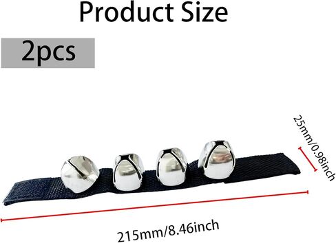 2PCS Black Wrist Bells, Adjustable Jingle Bells Musical Instrument for Dance Performance, Ankle Hand Percussion Rhythm Accessory in Kuwait