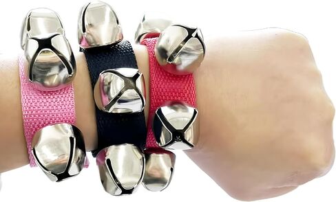 2PCS Black Wrist Bells, Adjustable Jingle Bells Musical Instrument for Dance Performance, Ankle Hand Percussion Rhythm Accessory in Kuwait