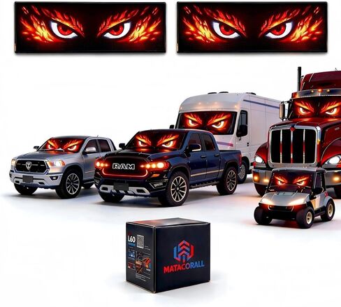 LED Eyes for Car & Truck Windshield · 2PCS 24"×5" Flexible Animated RGB Display ojos led para carro APP/Remote Control, IP65 Waterproof, Custom Text & Emojis in Saudi Arabia