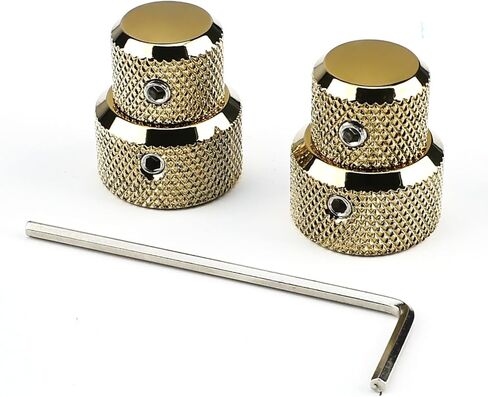 2Pcs Aluminum Alloy Electric Bass Guitar Knobs Dual Concentric Pot 6.1mm（15/64"）&8.1mm（15/16"） Pot Shaft Flat Top Metal Volume Tone Knobs for Bass Guitar Replacement Parts (Chrome) in Saudi Arabia