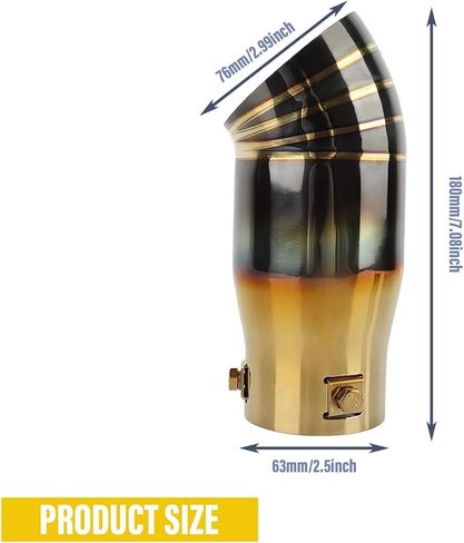 Universal 2.25" Inlet Exhaust Tip, 3.0" Outlet and 7.0" Long Stainless Steel Tailpipe Tip, Fit for 1.5"/1.75"/2"/2.25" Outside Diameter Tailpipe (Colorful) in Saudi Arabia