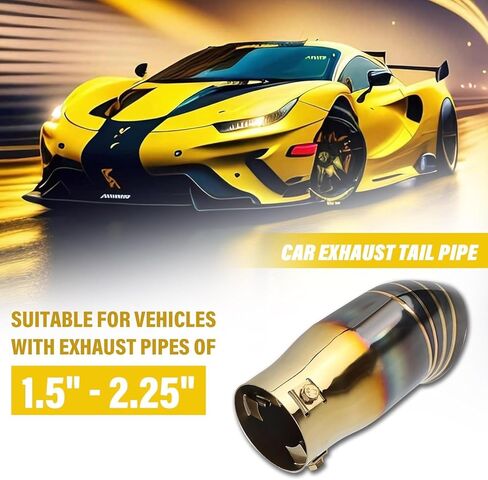 Universal 2.25" Inlet Exhaust Tip, 3.0" Outlet and 7.0" Long Stainless Steel Tailpipe Tip, Fit for 1.5"/1.75"/2"/2.25" Outside Diameter Tailpipe (Colorful) in Saudi Arabia