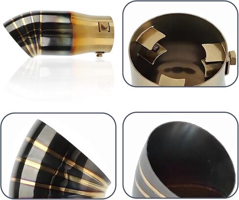 Universal 2.25" Inlet Exhaust Tip, 3.0" Outlet and 7.0" Long Stainless Steel Tailpipe Tip, Fit for 1.5"/1.75"/2"/2.25" Outside Diameter Tailpipe (Colorful) in Saudi Arabia