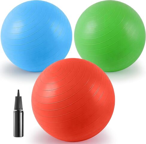 18-Inch Jumbo Playground Balls - 3 Pack Giant Inflatable Bouncy Kickballs for Kids & Adults, Big Balls for Backyard Grass Play, Sports, Gym, Recess, Indoor & Outdoor Games with Hand Pump in Saudi Arabia