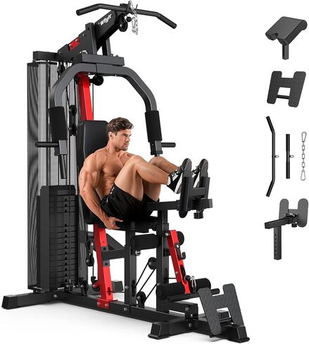 Home Gym Workout Equipment 148LB Weight Stack, Full Body Workout Machine for LAT Pulldown, Chest Press, Leg Extension & Strength Training, Multi Function Fitness Equipment in Kuwait