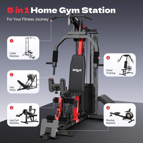 Home Gym Workout Equipment 148LB Weight Stack, Full Body Workout Machine for LAT Pulldown, Chest Press, Leg Extension & Strength Training, Multi Function Fitness Equipment in Kuwait