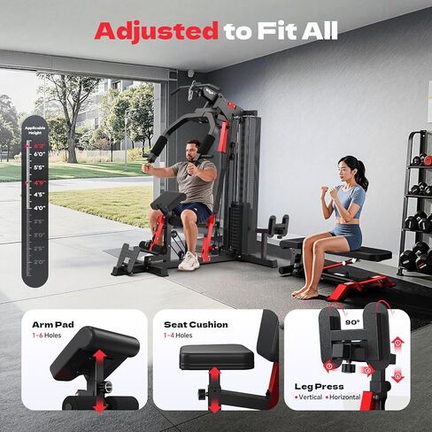 Home Gym Workout Equipment 148LB Weight Stack, Full Body Workout Machine for LAT Pulldown, Chest Press, Leg Extension & Strength Training, Multi Function Fitness Equipment in Kuwait