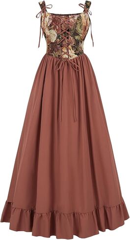 CR ROLECOS Renaissance Corset Dress Women Lace up Medieval Overdress Cottage Core Fairy Peasant Costume in Saudi Arabia