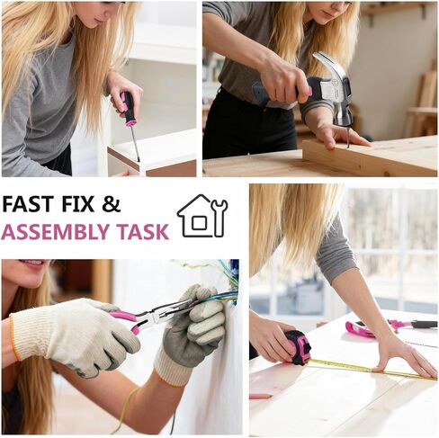Pink Tool Set,Tool Bag for Women with Shoulder Strap,Basic Tool Kit,21Pcs,Tool Pouch with Zipper,Portable Tool Bag with Tools for Home|Dorm|Office|DIY|Desk|Apartment in Kuwait