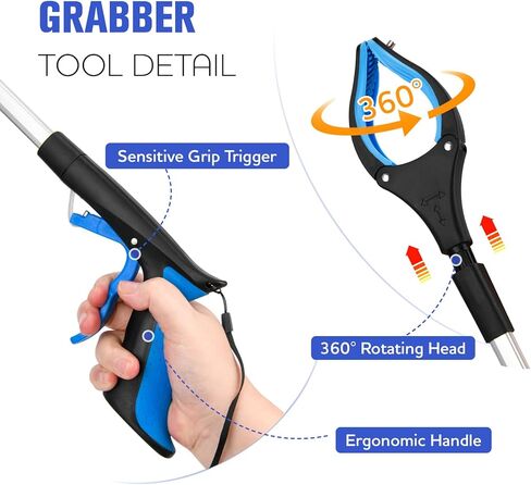 6 عبوات من أداة Grabber Reacher القابلة للطي مقاس 32 بوصة، أداة التقاط Reacher Grabber مع فك عريض 4 بوصة ورأس دوار 360 درجة، أدوات الإمساك لكبار السن في الهواء الطلق وداخل المنزل (أزرق) in Saudi Arabia
