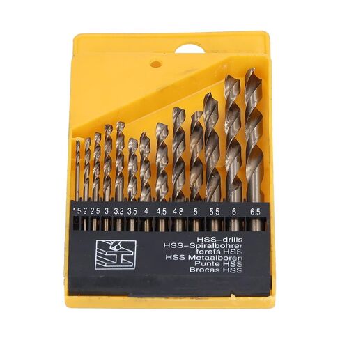 HSS CO Drill BIT Set Jobber Drill Bits Premium Cobalt Alloy 13 Piece Metric Sizes 2.5mm to 6.5mm for Metal Wood Plastic DIY Professional Construction in Saudi Arabia