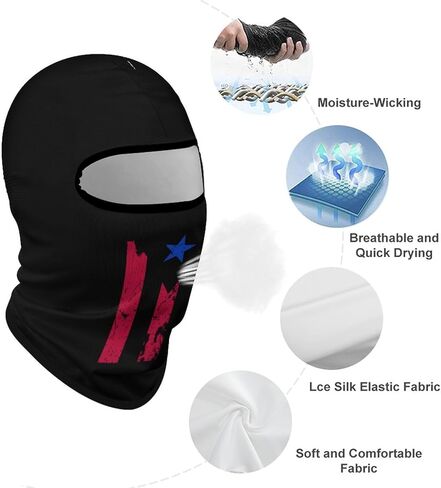 Puerto Rico Flag Balaclava Face Mask Ski Full Face Mask Windproof Sun UV Protection Hood for Women Men in Saudi Arabia