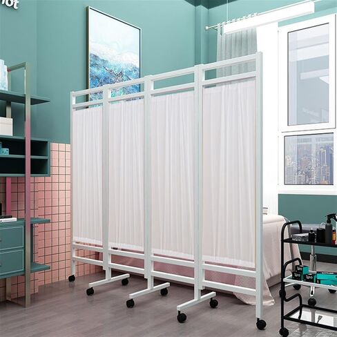 4-Panel Mobile Medical Privacy Screen Room Divider, Ward/Beauty Salon/Health Museum Standing Door Partition with Wheels, Folding Iron Frame, Nylon Silk Fabric Room Partit in Saudi Arabia