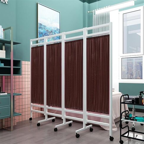 4-Panel Mobile Medical Privacy Screen Room Divider, Ward/Beauty Salon/Health Museum Standing Door Partition with Wheels, Folding Iron Frame, Nylon Silk Fabric Room Partit in Saudi Arabia
