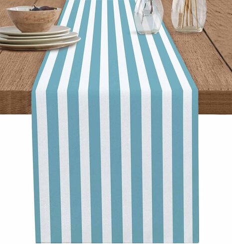 Pink Striped Cotton Linen Rectangle Table Runners 13"x72", Modern Farmhouse Pink White Stripes Coffee Table Runner Dresser Scarves Luxury Table Runners for Party Wedding Banquet Dinner in Saudi Arabia
