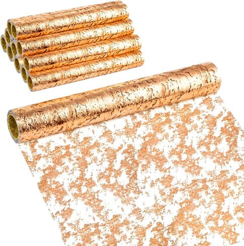 12 حزمة مفرش طاولة فضي معدني، 11 × 108 بوصة مفارش طاولة ترتر، ديكورات شبكية مفرش طاولة لامع لحفلات الزفاف وأعياد الميلاد وحفلات الزفاف وزينة عيد الميلاد in Kuwait