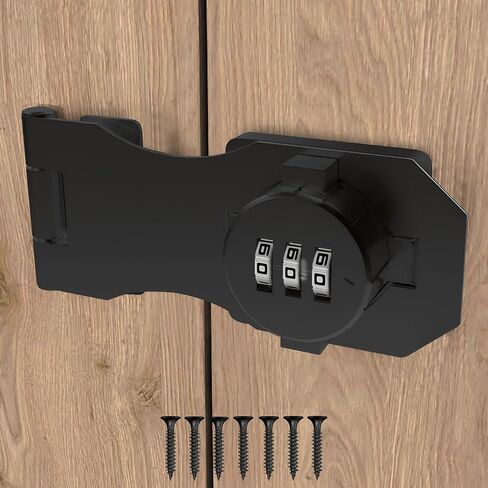 Keyless Combination Cabinet Lock, 3-Digit Code Twist-Knob Hasp Latch, Zinc-Alloy, Reversible Left/Right, DIY Hardware Included for Cabinets/Drawers/Cupboards – Matte Black Finish in Saudi Arabia