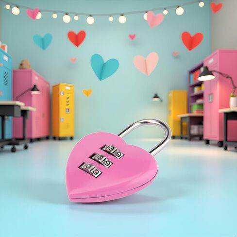قفل مجمع على شكل قلب من Pink Love، قفل قفل رمز صغير مكون من 3 أرقام يمكن إعادة ضبطه لأقفال أجهزة الخزانة وأقفال مجمعة in Kuwait