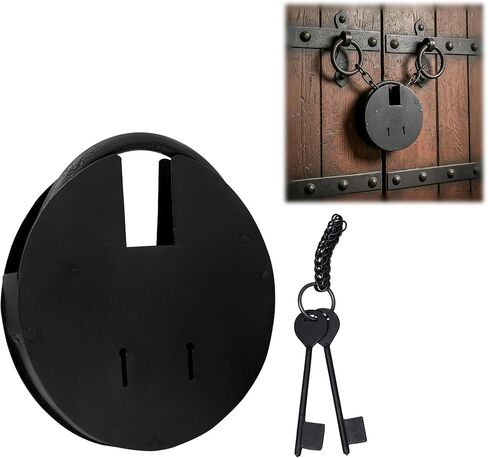 Lord of Battles Iron Padlock Vintage Padlock with Keys and Chainmail Keychain – Medieval Dungeon Lock Heavy Duty Locks for Gates, Doors and Old Trunk (Treasurer Iron Padlock) in Saudi Arabia
