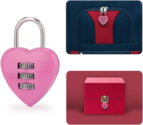 قفل مجمع على شكل قلب من Pink Love، قفل قفل رمز صغير مكون من 3 أرقام يمكن إعادة ضبطه لأقفال أجهزة الخزانة وأقفال مجمعة in Kuwait