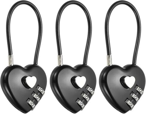 PATIKIL 3 Digit Cable Combination Lock, 3 Pcs Heart Shape Cable Lock with Combination 4.3" Steel Rope for Gym Bikes Cabinets Wardrobes Small Fences, Blue in Saudi Arabia