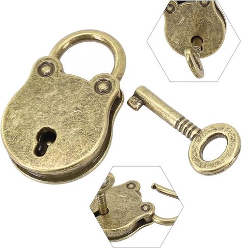 Vintage Bear-Shaped Padlock for Luggage, Handbags & Small Boxes – Zinc Alloy Construction with Antique Bronze Plating, 37 x 22 mm Compact Security Lock with 1 Key in Saudi Arabia