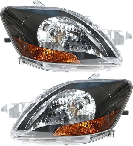 munirater Chrome Housing Headlights Headlamps Assembly Replacement for 2007-2011 Yaris Base Sedan 4-Door with Amber Corner Driver & Passenger Side 8117052740 8113052750 in Saudi Arabia