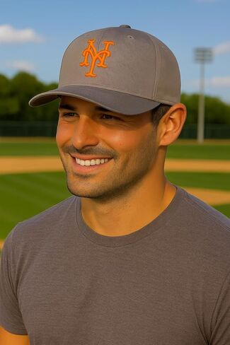 قبعة بيسبول NY Mets MVP مرخصة رسميًا باللون الرمادي/البرتقالي، قبعة كلاسيكية أساسية بشعار الفريق المنزلي قابلة للتعديل، قبعة رياضية مطرزة ومطرزة in Saudi Arabia