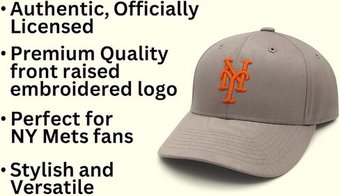 قبعة بيسبول NY Mets MVP مرخصة رسميًا باللون الرمادي/البرتقالي، قبعة كلاسيكية أساسية بشعار الفريق المنزلي قابلة للتعديل، قبعة رياضية مطرزة ومطرزة in Saudi Arabia