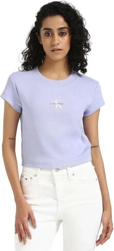 Calvin Klein Jeans Women's Monogram Logo Ribbed Baby Tee in Saudi Arabia