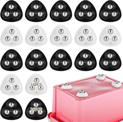 Silent Swivel Wheels, 32 Pcs Adhesive Caster Wheels, 3 Steel Balls Heavy Duty Caster, Universal Wheel for Small Appliances in Saudi Arabia