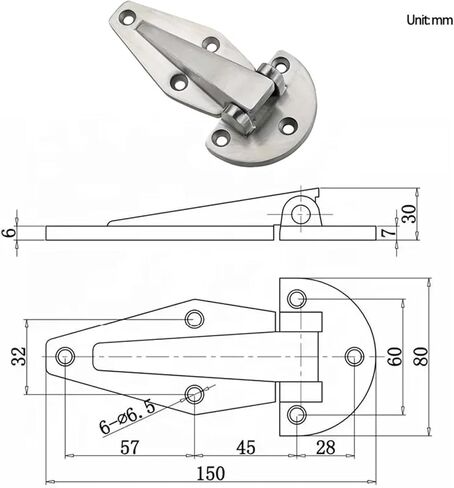 304 Stainless Steel T-Shaped Heavy-Duty Hardware Hinge 1Pcs in Kuwait