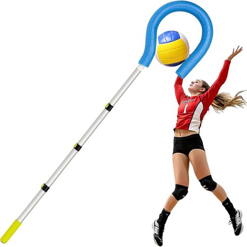 Volleyball Spike Trainer with Adjustable Pole, Volleyball Hitting Trainer with Question Mark Hook,Double Handed-Bead,Hanging Volleyball Training Belt and Volleyball Spike Assist Strap(No Ball) in Saudi Arabia