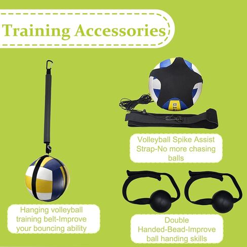 Volleyball Spike Trainer with Adjustable Pole, Volleyball Hitting Trainer with Question Mark Hook,Double Handed-Bead,Hanging Volleyball Training Belt and Volleyball Spike Assist Strap(No Ball) in Saudi Arabia