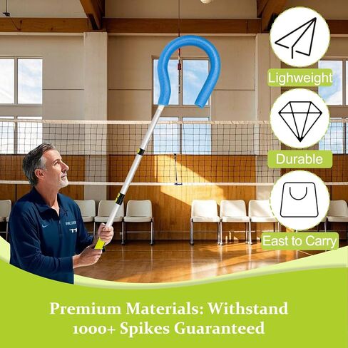 Volleyball Spike Trainer with Adjustable Pole, Volleyball Hitting Trainer with Question Mark Hook,Double Handed-Bead,Hanging Volleyball Training Belt and Volleyball Spike Assist Strap(No Ball) in Saudi Arabia
