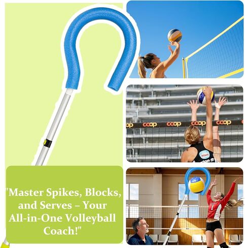 Volleyball Spike Trainer with Adjustable Pole, Volleyball Hitting Trainer with Question Mark Hook,Double Handed-Bead,Hanging Volleyball Training Belt and Volleyball Spike Assist Strap(No Ball) in Saudi Arabia
