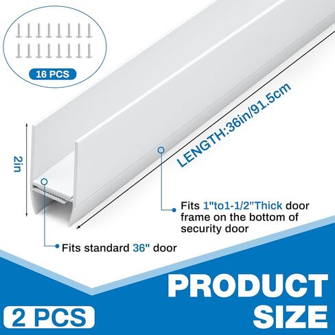 FoldTier 2 Pack 36 Inch Door Sweep Bottom Expander Adjustable Width 1" - 1 1/2" Rubber White Dual Seal Fits-All Storm & Screen Doors 32-36 inch in Saudi Arabia