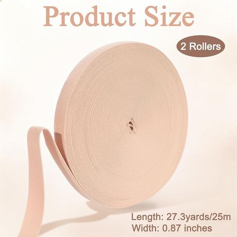 54.7 Yards(50m) Ballet Pointe Shoe Stretch Ribbon-2Roll 7/8" Wide Elastic Ribbon for Pointe Shoes Soft Stretch Minimalist Sewing Roll One Size for Women Girl Ballet Dance Accessories (Nude) in Saudi Arabia