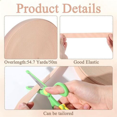 54.7 Yards(50m) Ballet Pointe Shoe Stretch Ribbon-2Roll 7/8" Wide Elastic Ribbon for Pointe Shoes Soft Stretch Minimalist Sewing Roll One Size for Women Girl Ballet Dance Accessories (Nude) in Saudi Arabia