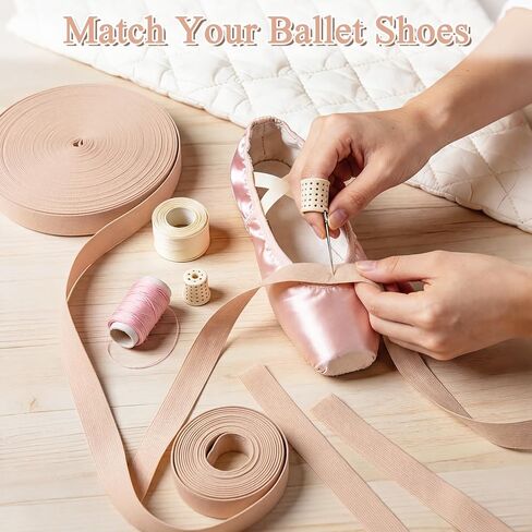 54.7 Yards(50m) Ballet Pointe Shoe Stretch Ribbon-2Roll 7/8" Wide Elastic Ribbon for Pointe Shoes Soft Stretch Minimalist Sewing Roll One Size for Women Girl Ballet Dance Accessories (Nude) in Saudi Arabia