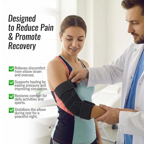 Elbow Brace Cubital Tunnel Syndrome Ulnar Nerve Entrapment Splint - Tennis Elbow Immobilizer Sleeping Support - Adjustable Arm Compression Wraps Night Splints for Sleep Pain Tendonitis in Saudi Arabia