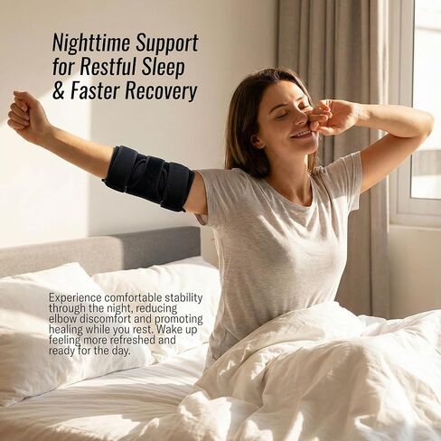 Elbow Brace Cubital Tunnel Syndrome Ulnar Nerve Entrapment Splint - Tennis Elbow Immobilizer Sleeping Support - Adjustable Arm Compression Wraps Night Splints for Sleep Pain Tendonitis in Saudi Arabia
