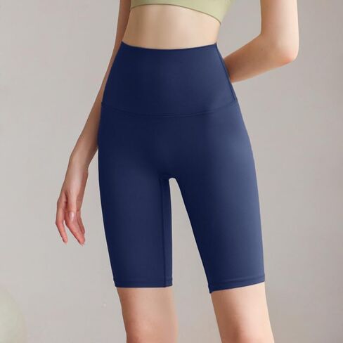 Women's High-Waist No VPL Biker Shorts – Nude-Feel Butt-Lifting Yoga Shorts(Blue) in Saudi Arabia