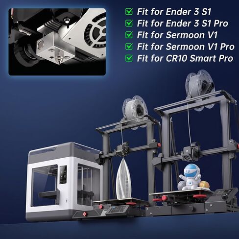 طقم كتلة سخان ترقية Sprite Extruder بدرجة حرارة 300 درجة مئوية، فوهة نحاسية من التيتانيوم لكسر الحرارة مناسبة لجهاز Ender 3 S1/Sermoon V1/CR10 Smart Pro، مع 4 فوهات نحاسية إضافية و5 جوارب سيليكون in Kuwait