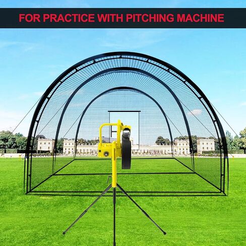 قفص مضرب بيسبول مقاس 32 × 12 × 8 قدم، معدات تدريب بيسبول كبيرة للفناء الخلفي، أقفاص شبكية للكرة اللينة المحمولة مع إطار، فتحة آلة رمي وباب قابل للفصل - لممارسة رمي الضرب in Kuwait