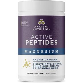 Ancient Nutrition Active Peptides Magnesium Capsules, Bioavailable Magnesium Bisglycinate & Citrate, Liposomal Magnesium Oxide, Supports Sleep Quality & Stress Support, 90 Count in Saudi Arabia