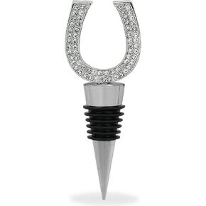 Cheers Silver Horse Shoe Wine Bottle Stopper with Rhinestone Crystals - Cute Sparkling Western Seal Topper for Wine Bottles, Unique Bar Gifts for Women and Men in Kuwait